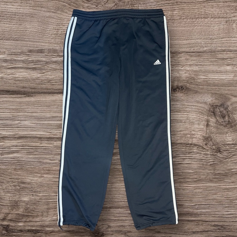 Navy Adidas Track Pant Sweatpants With 3 White Stripes